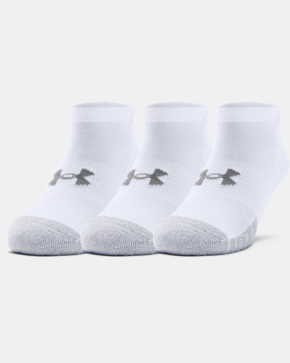 Adult HeatGear® No Show Socks 3-Pack, White, pdpMainDesktop image number 0
